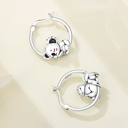 Pendientes de aro de bambú para mujer, de Plata de Ley 925 originales, con bonito Panda, joyería fina, regalos de fiesta de cumpleaños