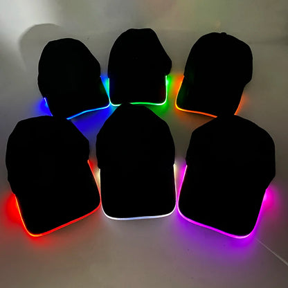 Sombrero fluorescente LED de fibra óptica, gorra de béisbol brillante de neón, suministros de fiesta de baile, sombrero de Rap de hip hop, accesorios de Club, disfraz