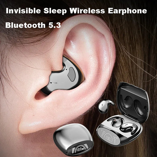 Mini auriculares invisibles para dormir, auriculares ocultos pequeños, auriculares Bluetooth 5,3, auriculares inalámbricos TWS estéreo deportivos con cancelación de ruido
