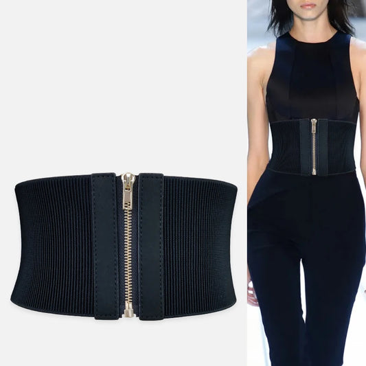 Fashion Designer Wide Elastic Belts for Women High Quality Female Dress Black Corset Belt Stretch Cinchers