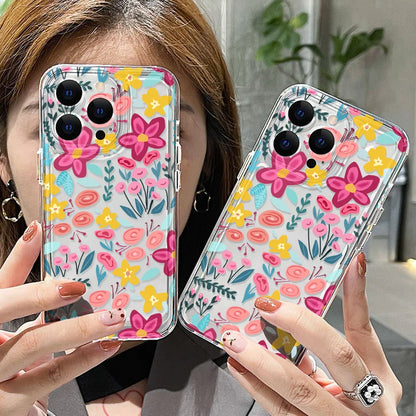 Funda de teléfono transparente con flores para iPhone 17 16 Pro Max, Funda transparente para iPhone 11 15 12 13 14 Pro Max 17 Air 17pro 17 Max