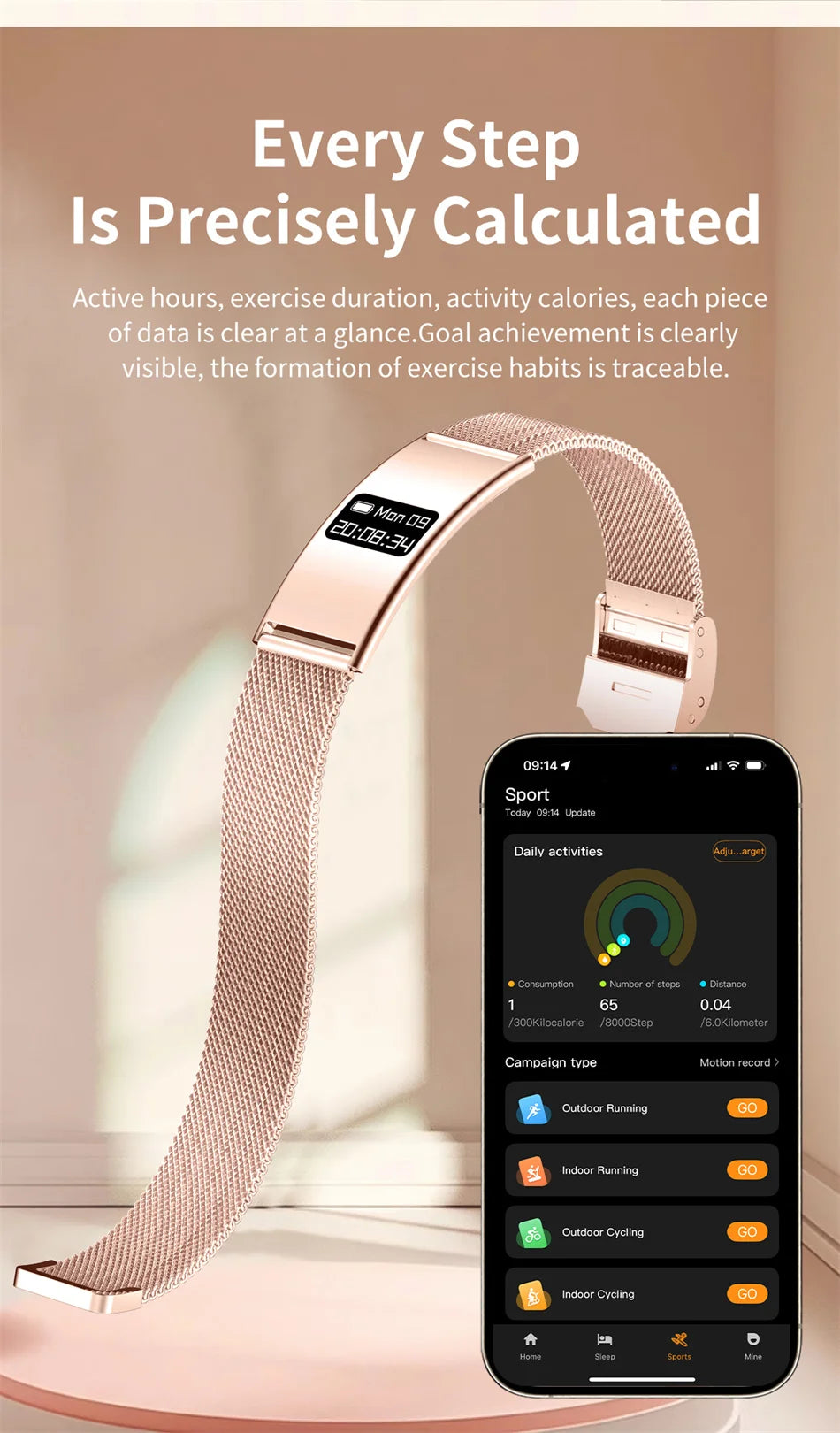 Pulsera inteligente para hombres y mujeres, Monitor de ritmo cardíaco durante el sueño, banda inteligente de salud, rastreador de actividad/deporte resistente al agua, reloj inteligente para Android iOS