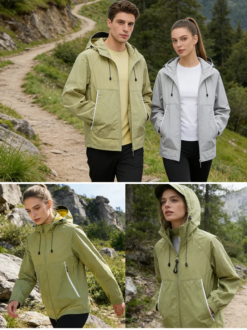 EUMERGX Waterproof Jacket for Men and Women, Windbreaker with Sun Protection for Fishing, Climbing, Hiking, Lightweight Rain Coat, Unisex, for Summer