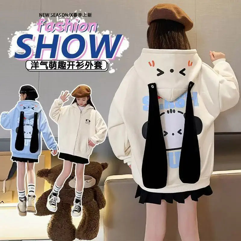 Korean-style long-eared Pacha dog hoodie, loose, trendy, and versatile, for toddlers