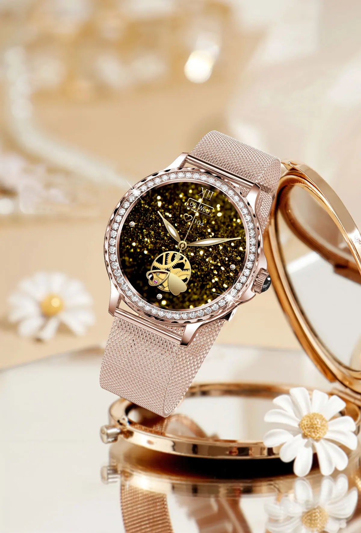 Reloj inteligente de moda para mujer NX19 llamada bluetooth pulsera deportiva inteligente IP68 reloj impermeable con diamantes