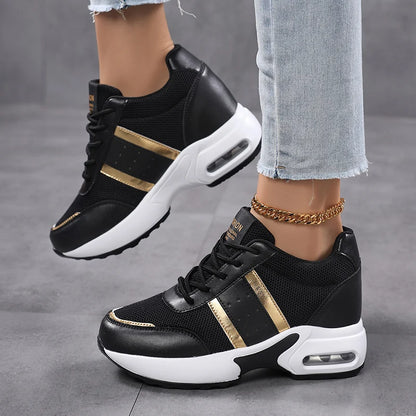 Fashion Platform Women's Shoes, Invisible Height Increasing Casual Shoes, Breathable Air Cushion Walking Travel Shoes
