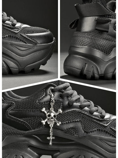 Zapatos vulcanizados informales para mujer, zapatillas ligeras con plataforma negra y tacones altos, estilo punk de Halloween para mujer
