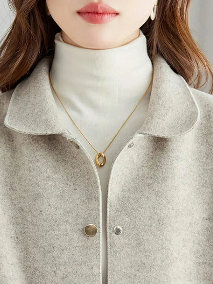 Abrigos de lana cortos lisos clásicos para mujer Otoño Invierno ropa cálida para mujer abotonada abrigo femenino trajes nuevos en prendas de vestir exteriores