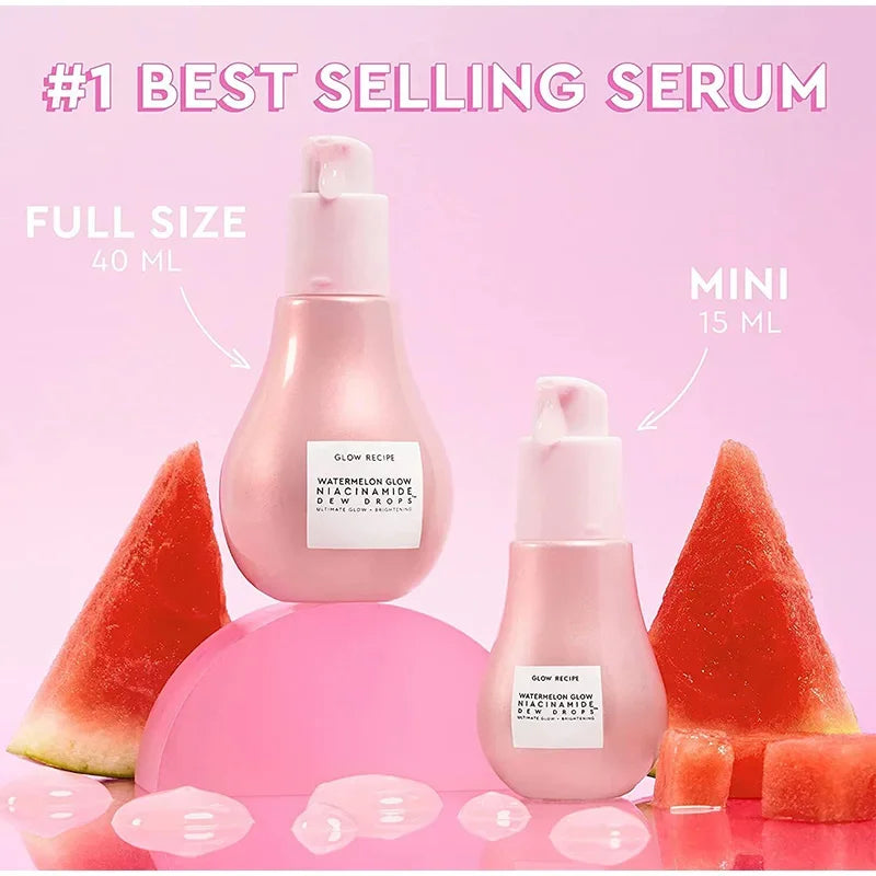 40ML sandía niacinamida brillo esencia bombilla diseño con ácido hialurónico vitamina E maquillaje facial hidratante ligero