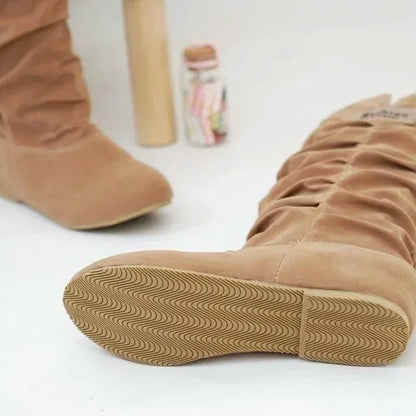 Botas de nieve de tubo medio para mujer, zapatos de mujer de talla grande con gancho de hilo de algodón hueco, encaje esmerilado, novedad.