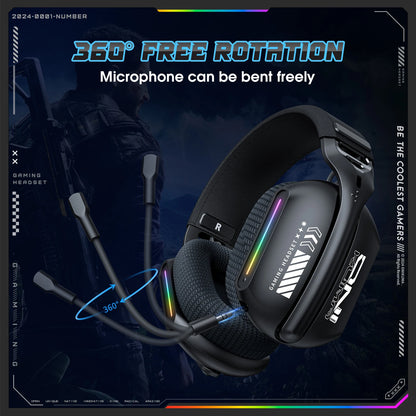 Onikuma Gt808 Tres modos con micrófono E-Sports Auriculares inalámbricos para juegos Iluminación Rgb Compatible con Bluetooth 5.3 / 2.4g / Aux 3,5 mm