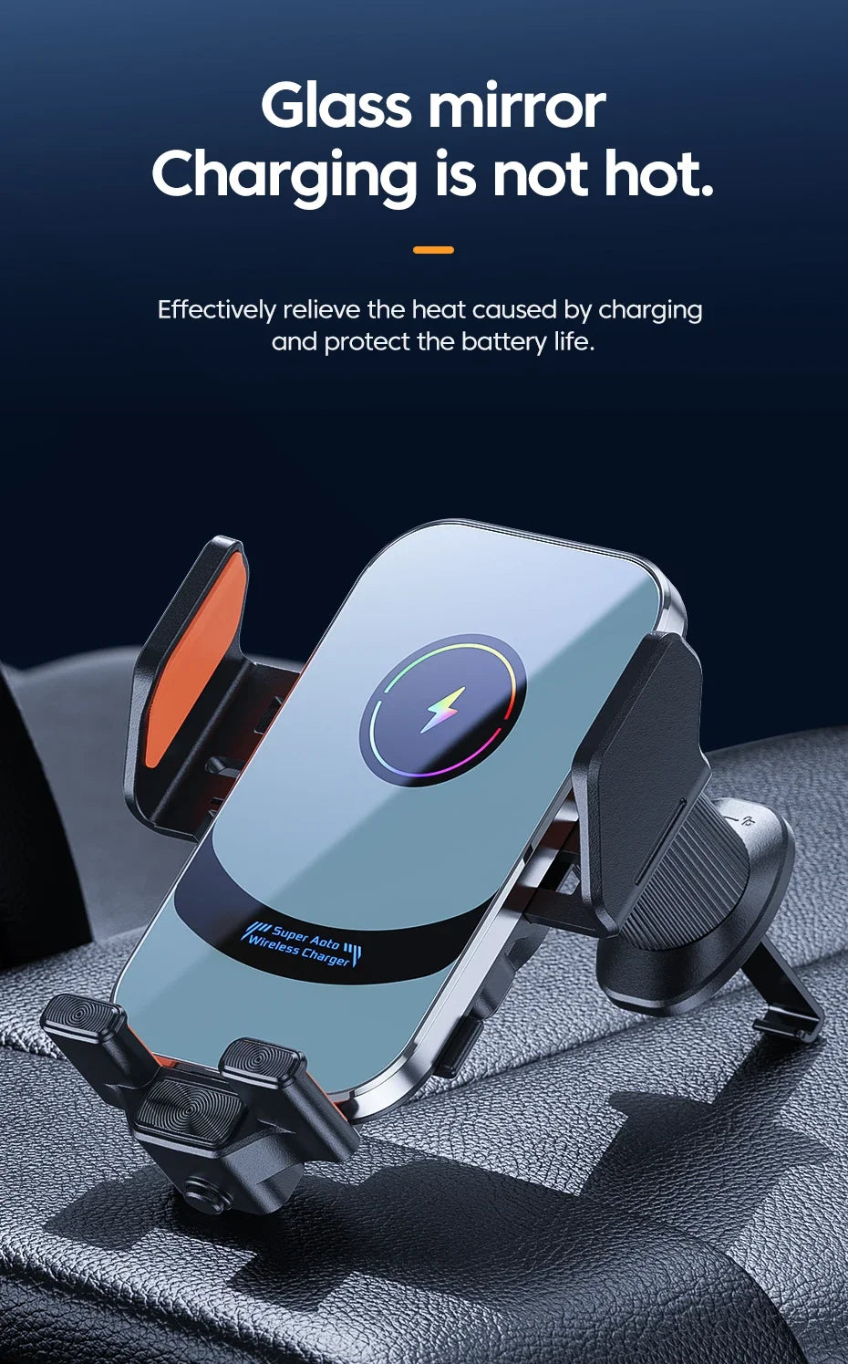 UYUXIO Automatic Clamping Wireless Car Charger Adapter, Super Fast Charging Air Vent Car Phone Mount for iPhone 16 15 Pro Max Samsung