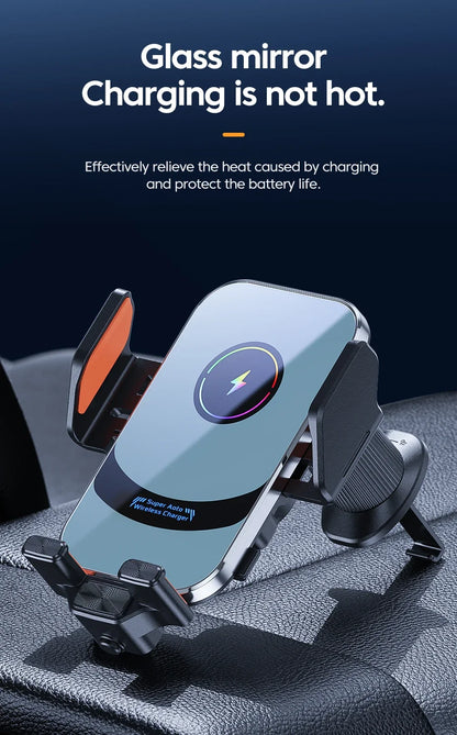 UYUXIO Automatic Clamping Wireless Car Charger Adapter, Super Fast Charging Air Vent Car Phone Mount for iPhone 16 15 Pro Max Samsung