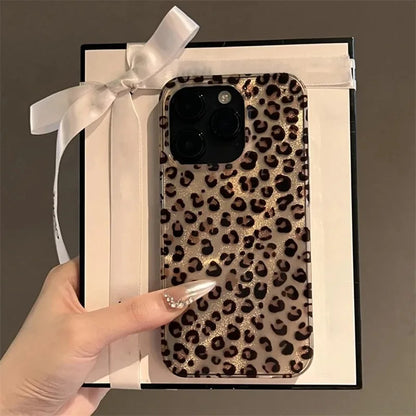 Funda de teléfono transparente con estampado de leopardo para iPhone 16 15 14 13 12 11 Pro Max 16E XS XR X 7 8 Plus SE, funda suave de silicona a prueba de golpes
