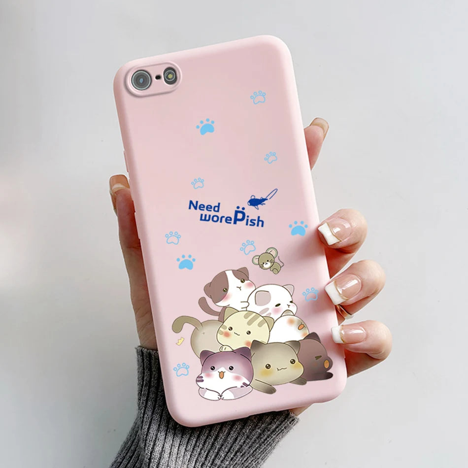 For iPhone 5 5S Case Cute Bear Cartoon Frog Painted Soft Cover For iPhone SE 2016 2020 2022 SE2 Silicone Phone Case Coque Funda