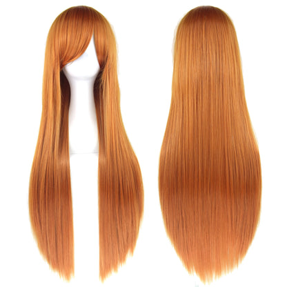 Soowee 80cm Synthetic Hair Wigs, White and Purple Cosplay Wigs, Black Straight Hair Wig for Party, Women's Wig.