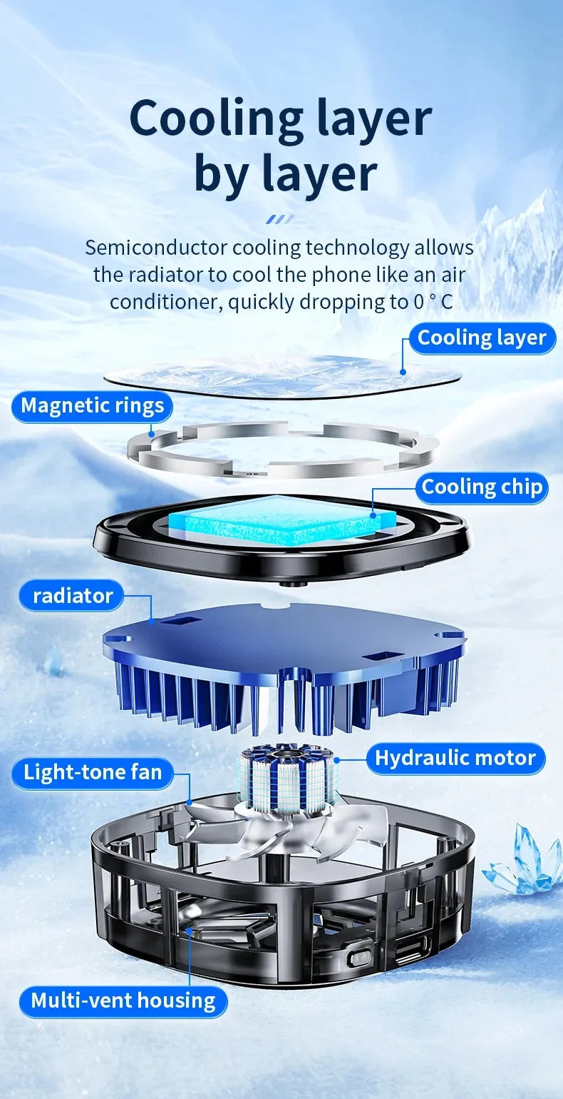 X76 2 en 1 ventilador de refrigeración de radiador móvil magnético 3 velocidades RGB para juego de teléfono PUBG iPhone Samsung Huawei
