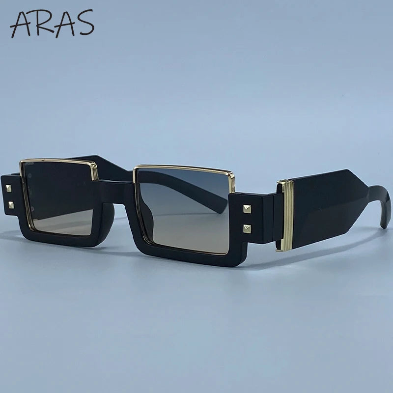 Punk Y2K 2026 Square Luxury Brand Sunglasses, Retro Steampunk Sunglasses for Women, Outdoor UV400 Sunglasses