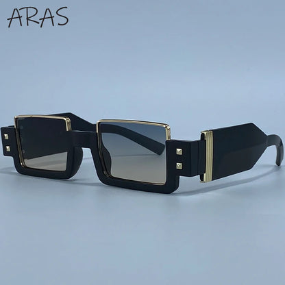 Punk Y2K 2026 Square Luxury Brand Sunglasses, Retro Steampunk Sunglasses for Women, Outdoor UV400 Sunglasses