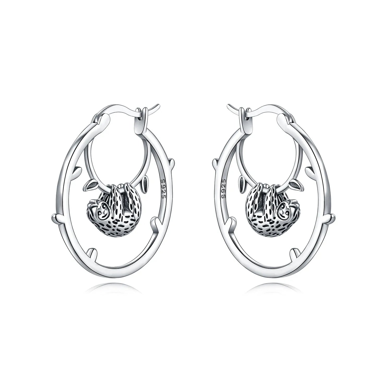 Pendientes de aro de bambú para mujer, de Plata de Ley 925 originales, con bonito Panda, joyería fina, regalos de fiesta de cumpleaños