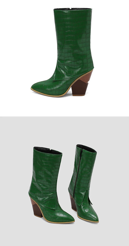 Botas De Mujer Botas De diseñador Mujer moda Sexy tacones altos puntiagudos cremallera lateral Botas cortas zapatos De plataforma talla grande 48 4005
