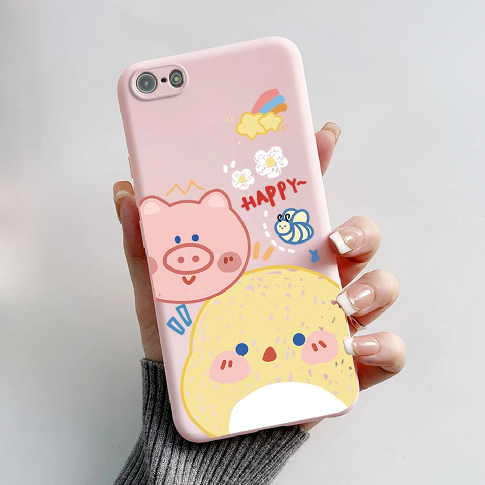 For iPhone 5 5S Case Cute Bear Cartoon Frog Painted Soft Cover For iPhone SE 2016 2020 2022 SE2 Silicone Phone Case Coque Funda