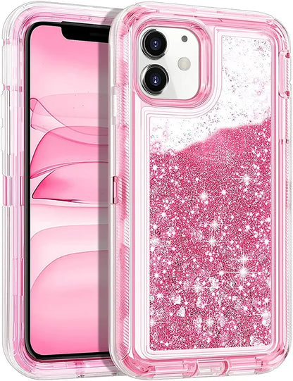 Luxury Dynamic Glitter Quicksand Case for iPhone 17 16 15 14 13 Pro Max X XSMAX XR SE 6 7 8 Plus, Heavy Shockproof Phone Cover
