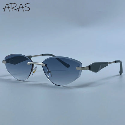 Gafas de Y2K Punk sin montura de ojo de gato, gafas 2026 de diseño de lujo irregulares sin marco, gafas de mujer, gafas de fiesta de moda