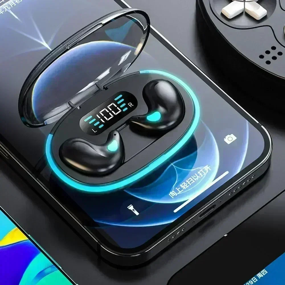 X55 Sleep Headphones, Mini Wireless Earbuds for Work, TWS Bluetooth Stereo Hidden Headphones with Mic, HD Call, Waterproof