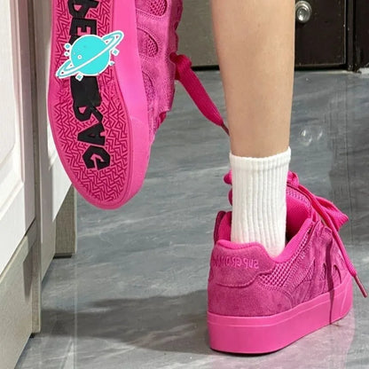 Zapatos informales transpirables de malla clásica para mujer, calzado deportivo antideslizante y resistente al desgaste con suela gruesa para correr por la mañana en el campus