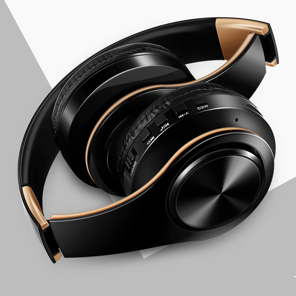 Regalo para Mujer Auriculares inalámbricos dorados Auriculares Bluetooth Auriculares estéreo Juego con micrófono incorporado con universal para Android e iOS