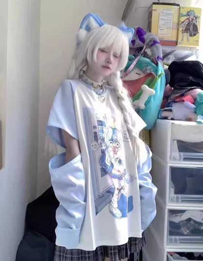 Ropa japonesa para mujer con mangas extraíbles, camisetas de manga corta y larga, ropa femenina de los años 2026