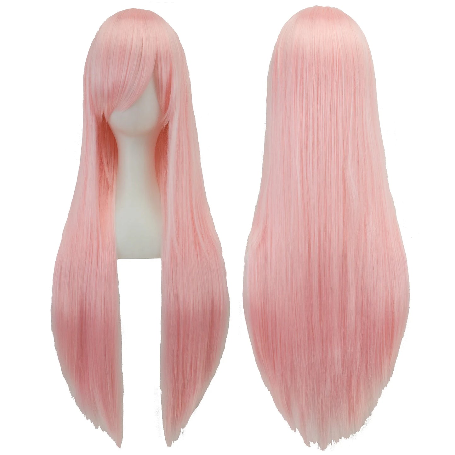 Soowee 80cm Synthetic Hair Wigs, White and Purple Cosplay Wigs, Black Straight Hair Wig for Party, Women's Wig.