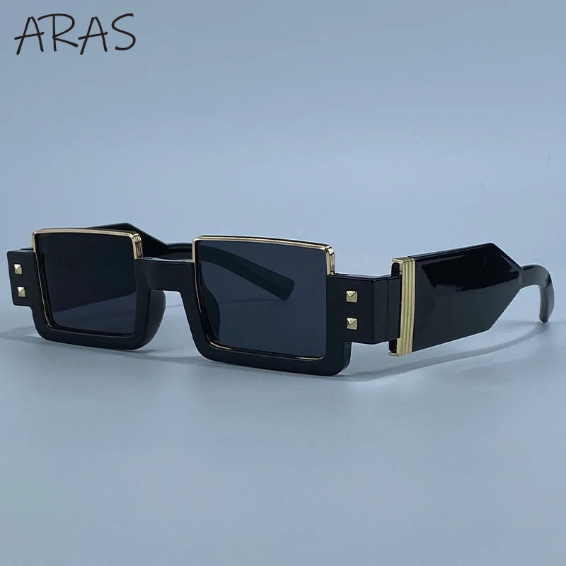 Punk Y2K 2026 Square Luxury Brand Sunglasses, Retro Steampunk Sunglasses for Women, Outdoor UV400 Sunglasses