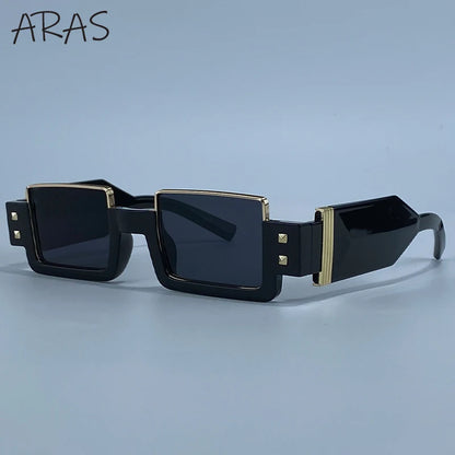 Punk Y2K 2026 Square Luxury Brand Sunglasses, Retro Steampunk Sunglasses for Women, Outdoor UV400 Sunglasses