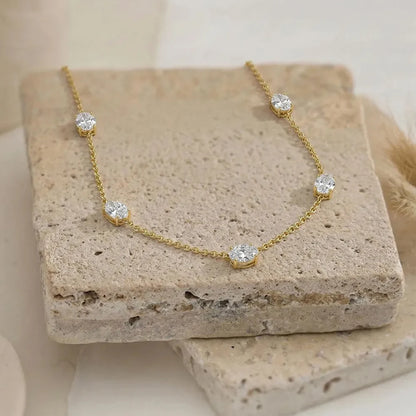 Collares de Moissanita Ovalada de 5cttw para Mujer, Diamante de Laboratorio con Certificado, Plata S925, Chapado en Oro de 18K.