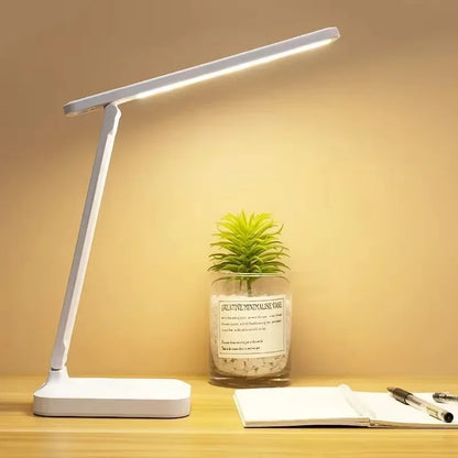 LED Desk Lamp, Dimmable Touch Folding Table Lamp with USB, Calendar, Temperature Clock, Night Light for Study, Reading Lamp
