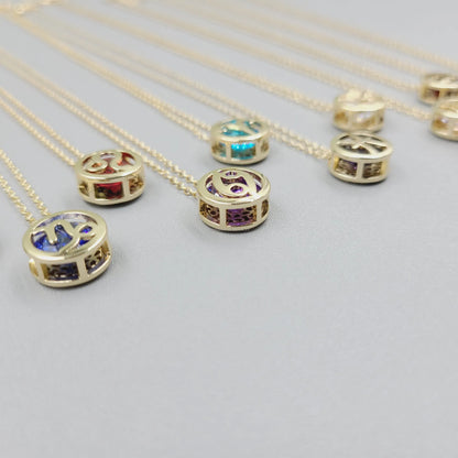Retro Double-Sided Hollow 12 Constellation Pendant Necklaces for Women, Crystal Rhinestone Birthstone Zodiac Sign Choker