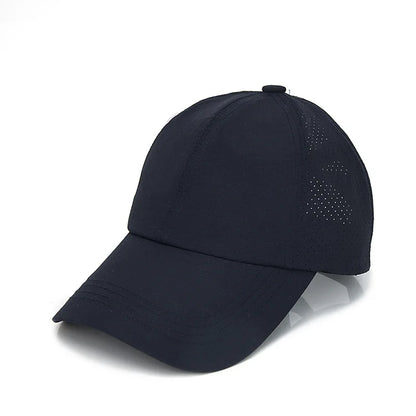 Gorra de béisbol de Color liso para mujer, sombrero de cola de caballo cruzada, malla de secado rápido, visera, Verano