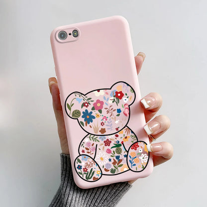 For iPhone 5 5S Case Cute Bear Cartoon Frog Painted Soft Cover For iPhone SE 2016 2020 2022 SE2 Silicone Phone Case Coque Funda
