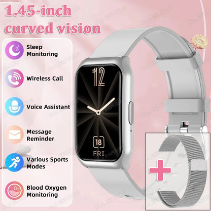 Para mujeres hombres reloj inteligente pantalla AMOLED salud monitoreo del ritmo cardíaco Bluetooth llamada IP68 impermeable deporte al aire libre pulsera inteligente