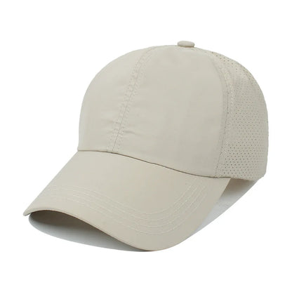 Gorra de béisbol de Color liso para mujer, sombrero de cola de caballo cruzada, malla de secado rápido, visera, Verano