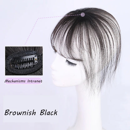 Peluca con flequillo de aire, pieza de peluca para mujer, flequillo Qi ultrafino sin rastro, peluquín de mujer de 5x5cm con flequillo de Base de piel de seda con corte