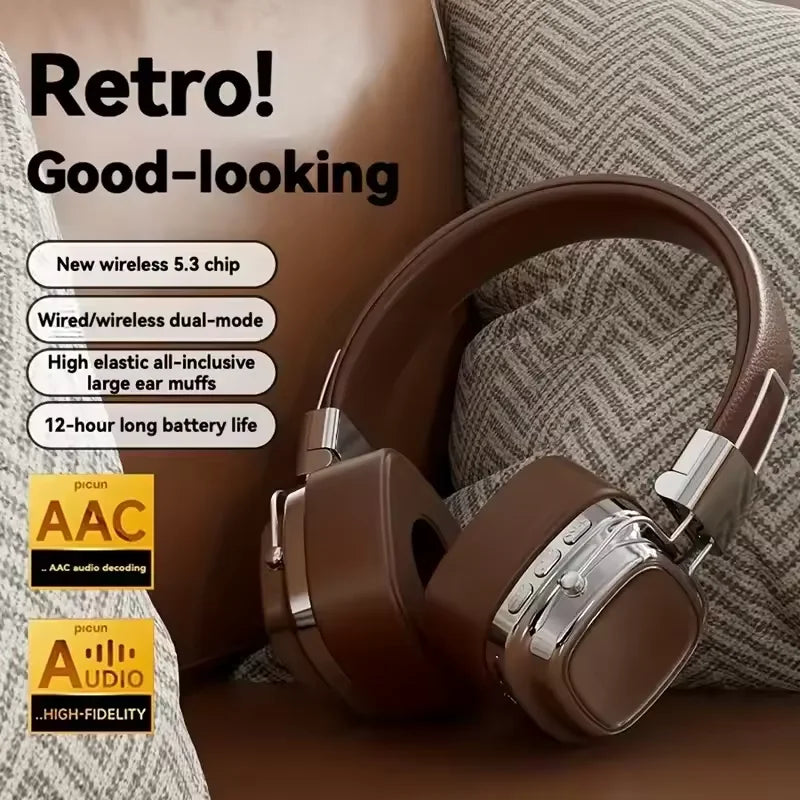 New 5.3 Wireless Bluetooth Foldable Headphones Gamer's Choice Retro Over-Ear Headphones DJ Stereo Sound Bluetooth