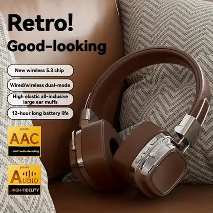 New 5.3 Wireless Bluetooth Foldable Headphones Gamer's Choice Retro Over-Ear Headphones DJ Stereo Sound Bluetooth
