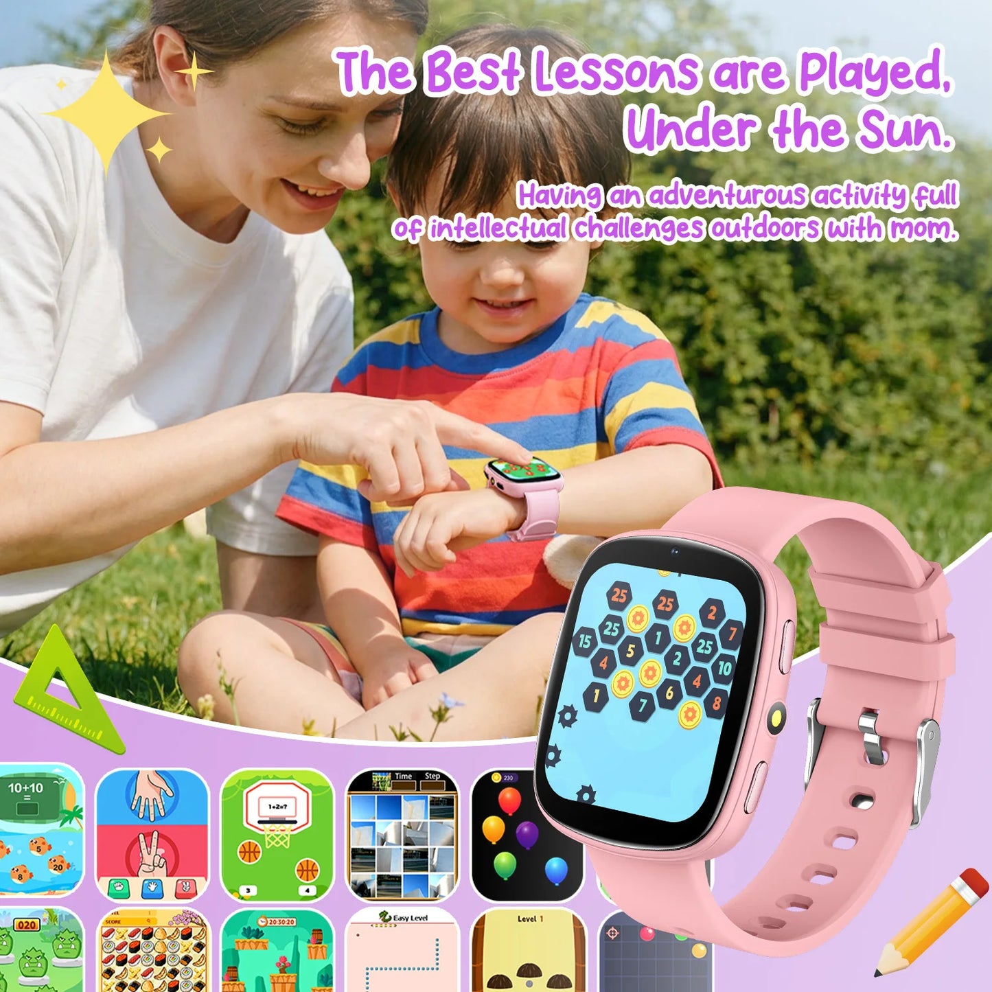 2026 Games for Kids Smartwatch 1.83'' HD Screen Camera 22 Interesting Games Sleep Monitor Alarm Clock Calculator Kids Watch Gifts