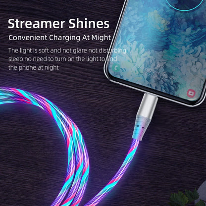 MVQF 5A Fast Charging Cable, Luminous LED Cable, Micro USB TypeC Data Cable, Flowing Streamer Light, USB C LED Cable for Huawei Xiaomi.