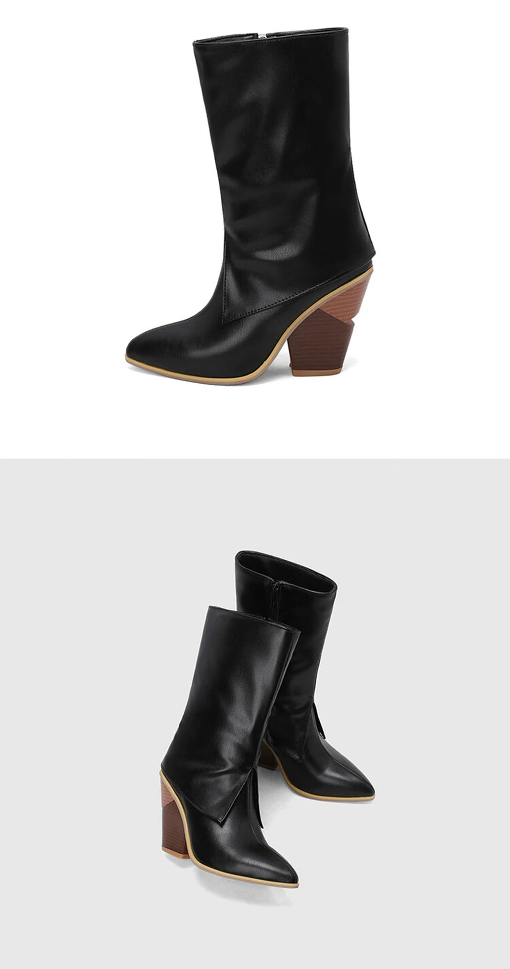 Botas De Mujer Botas De diseñador Mujer moda Sexy tacones altos puntiagudos cremallera lateral Botas cortas zapatos De plataforma talla grande 48 4005