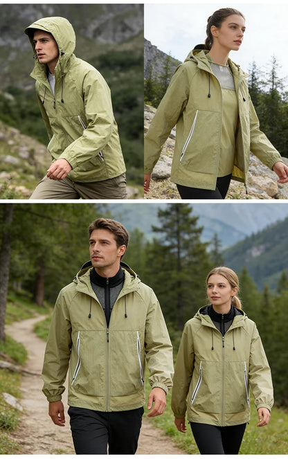 EUMERGX Waterproof Jacket for Men and Women, Windbreaker with Sun Protection for Fishing, Climbing, Hiking, Lightweight Rain Coat, Unisex, for Summer
