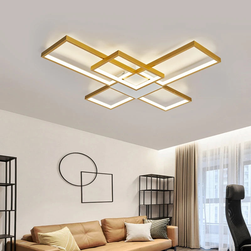 Luces Led de techo modernas para sala de estar, dormitorio, lustre, decoración del hogar, luz de techo regulable, accesorios de lámpara de techo negro/dorado